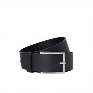 Ceintures de luxe pour hommes, ceinture formelle de haute qualité en cuir de vache noir premium avec boucle carrée en acier, style vintage - Product Image 6