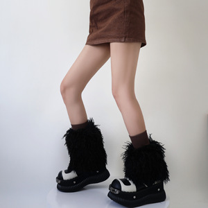 Da <span class=keywords><strong>donna</strong></span> a ginocchio alto con maniche a stivale pelose stile invernale scaldamuscoli in pelliccia sintetica da <span class=keywords><strong>donna</strong></span> per adulti scaldamuscoli moda accessori - Product Image 2