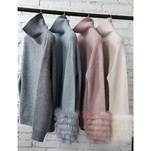 Wholesale Online Wool Blended <strong>Turtle</strong> <strong>Neck</strong> Sweater for Women Rib Stitch Knitted Real fox Fur <strong>Ladies</strong> <strong>Jumper</strong> - Product Image 2