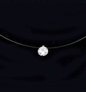 Collier ras du cou en strass avec chaîne de clavicule en fil de pêche transparent invisible pour femme, vente en gros à prix abordable - Product Image 1