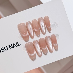Faux film de protection pour ongles, carré moyen, doré champagne, à paillettes, à pois, avec fleurs et papillons 3D, effet œil de chat dégradé, pour mariage - Product Image 5