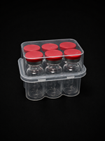 Boîte de 6 flacons transparents en plastique de 3 ml, en matériaux recyclés, étui de rangement Cillin pour voyage, gaufrage médical