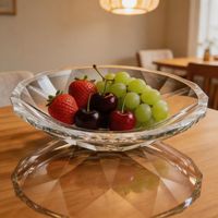Luxe K9 Kristallen Glazen Fruitplateau, Prachtig Gefacet, Handgemaakt, Gepolijst, High-End, voor de Woonkamer, Koffietafel, Snacks, Snoep, Thee