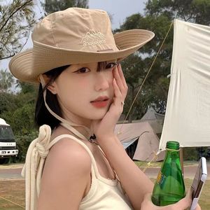 Sombrero de vaquero occidental de ala ancha para mujer, protección solar de verano, transpirable, plegable, para pesca al aire libre - Product Image 3