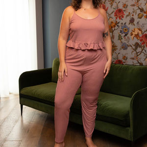 Summer Plus Size Ribbed Pajamas Sets 5XL <strong>Women</strong> Lounge Wear Rib Tank Top and <strong>Leggings</strong> Set <strong>Pyjamas</strong> - Product Image 2