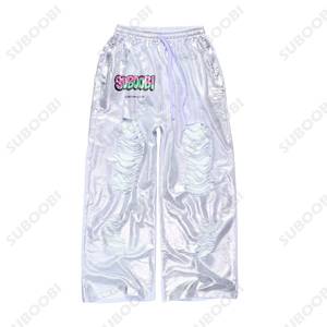 2025 à 2026 logo OEM/ODM personnalisé graphique tricoté impression coton en lambeaux cordon de serrage conception pantalon de Relaxation pour homme - Product Image 1