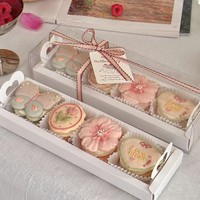 SLShePack Paquete de 50 Cajas para Alimentos con Ventana Transparente para Macarons, Trufas de Chocolate, Galletas y Productos de Panadería