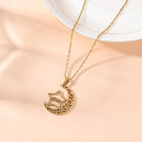 Collar de Joyería de Moda con Colgante de Acero Inoxidable de Alta Calidad con Diseño Islámico Árabe de Luna y Estrellas para Hombres y Mujeres, Venta al por Mayor