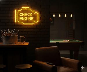 ป้ายไฟ LED รูปเครื่องยนต์อะคริลิคติดผนังสำหรับตกแต่งห้องแมนเคฟหรือโรงรถ ใช้พลังงานจาก USB (157x118 นิ้ว สีเหลือง) - Product Image 3