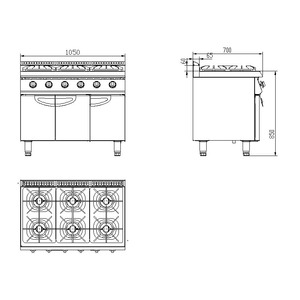 وعاء طين تجاري من الستانلس ستيل 6 شعلة عالية الطاقة مع جهاز حماية من اللهب وفرن - Product Image 2