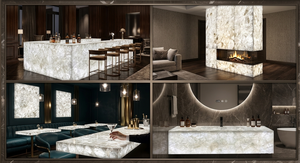 Ensemble de comptoirs en marbre blanc onyx de Chine, style moderne, très demandé, pour lavabo de salle de bain, plan de travail de cuisine et plan de travail pour lave-vaisselle - Product Image 5