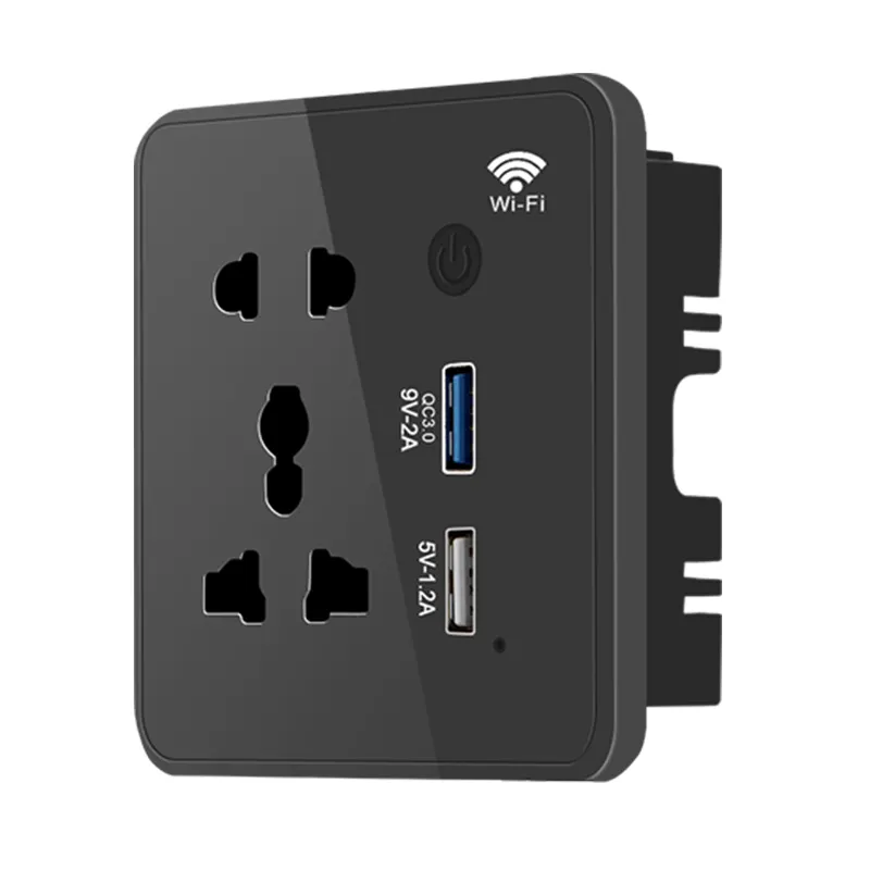 Mday Alexa smart home tuya fast charging 2usb ports 10A power outlet plug wifi/zigbee smart universal wall socket