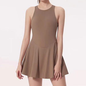 Vente chaude solide femmes beauté dos léger sans manches danse Tennis jupe avec court Fitness Yoga Tennis jupe - Product Image 6