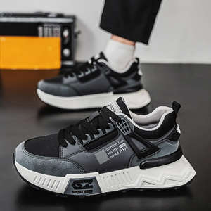 New trendy low-top spring and autumn men's walking style shoes versatile and slip-resistant casual thick <b>sole</b> sports shoes - Product Image 1
