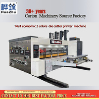 Machine d'impression flexographique rotative à 2 couleurs entièrement automatique économique 1424 pour boîtes en carton ondulé