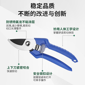 Bypass Pruner Carbon Steel 10 Mm Cutting Capacity Blue Handle For Gardening Horticulture Fruit Tree Pruning - Product Image 3
