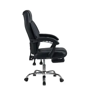 Boss Manager Lift Chaise de bureau pivotante multifonctionnelle en cuir noir Mobilier de bureau Chaise de bureau inclinable pour immeuble de bureaux