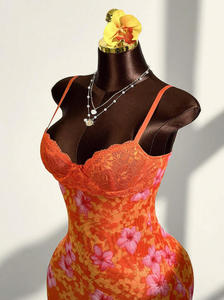 วิวิบลุค Z324DS ผู้หญิงชุดฤดูร้อนเซ็กซี่ลูกไม้เย็บปะติดปะต่อชุดเดรสเรโทรพิมพ์ลายดอกไม้แบ็คเลส มินิปาร์ตี้คลับเดรส - Product Image 3