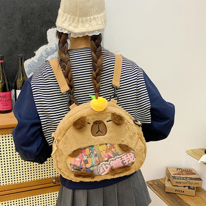<span class=keywords><strong>Linda</strong></span> dibujos animados Kapibala felpa bolso de un solo hombro Kawaii Capybara axila bolsa viaje almacenamiento bandolera pequeña bolsa - Product Image 5