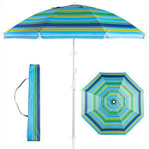 Paraguas de playa portátil con ancla de arena, sombrilla de aluminio con rayas azules y verdes, protección UV 50 + - Product Image 1