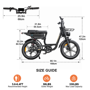 Bicicleta Eléctrica de Montaña QMWHEEL Fatbike C28, 48V 15.6AH, 20 Pulgadas, Doble Suspensión, Motor de 250W, Bicicleta Eléctrica con Llantas Gruesas para Adultos, para Desplazamientos Urbanos - Product Image 3