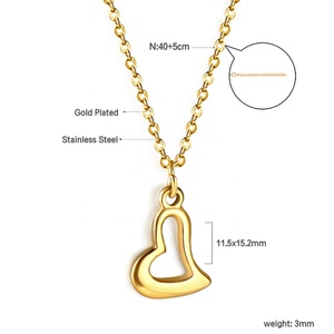 Elegante Collar con Colgante de Corazón Simple, Chapado en Oro PVD de 18K, de Acero Inoxidable, Resistente al Deslustre y al Agua - Product Image 2