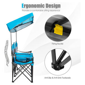 เก้าอี้ตกปลาชายหาดพับได้2คนพร้อมหลังคาสไตล์ทันสมัยกลางแจ้งแคมป์ปิ้งคู่ดวงจันทร์สำหรับใช้ในร่ม - Product Image 2