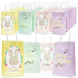 Индивидуальные подарочные пакеты для пасхальных вечеринок, бумажные подарочные пакеты с кроликом для детей, подарочные пакеты для подарков