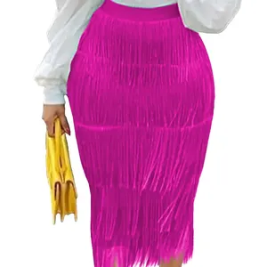 Женская юбка-карандаш с бахромой