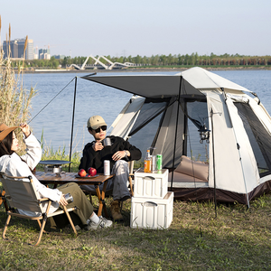 เต็นท์แคมป์ปิ้งกลางแจ้ง เต็นท์เดินป่าแบบพับได้ กันลม กันน้ำ เต็นท์โดมป๊อปอัพ หนึ่งห้องนอน สองชั้น ผ้าโพลีเอสเตอร์ 170T สำหรับ <span class=keywords><strong>3</strong></span>-4 คน - Product Image 3