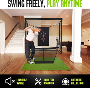 Filet de golf portable 8x8 pieds, cage d'entraînement avec cadre en acier robuste et 2 barrières latérales pour l'entraînement au swing dans la cour - Product Image 3