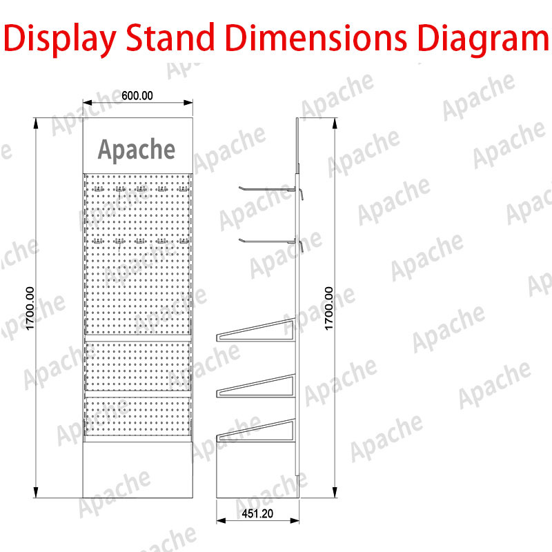 Apache Custom Metal Floor Pegboard Hook Snack Display Rack for Supermarket — view 2