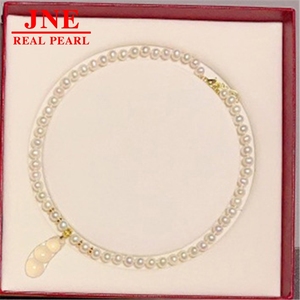 ของขวัญวันแม่ สร้อยคอไข่<span class=keywords><strong>ม</strong></span>ุกธรรมชาติ แคลซิโดนี จี้เงินแท้ ตัวล็อคเงินแท้ ชุบทอง 14K สายปรับได้ ตัวเว้นระยะห่าง - Product Image 2