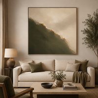 Peinture sur toile texturée, art mural paysager aux tons terreux, minimaliste et luxueux, art abstrait moderne et organique, décoration intérieure à suspendre