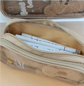 Ours heureux mignon dessin animé Ins Style porte-crayon langue du matin papeterie pour garçons filles grande capacité multicouche Girly coeur - Product Image 5