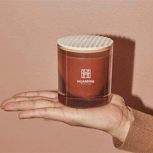 Bán Buôn Nhãn Hiệu Riêng Mạnh Mẽ Năng Lượng Cà Phê Hương Thơm Chất Lượng Cao Thủy Tinh Màu Nâu <span class=keywords><strong>Ccup</strong></span> Sáp Đậu Nành Nến Thơm Với Gỗ Nắp - Product Image 4