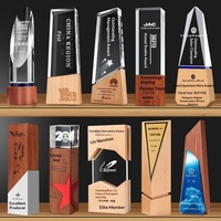 Trophée en cristal à graver, artisanat en métal et bois, médailles créatives en forme d'étoile à cinq branches, ornements pour cadeaux promotionnels d'entreprise