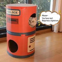 Maison pour chat en carton ondulé en gros, type boîte aux lettres, avec griffoir à trois couches pour chats d'intérieur, OEM
