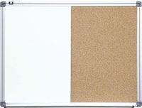Tableau blanc magnétique combiné effaçable à sec et tableau d'affichage en liège, cadre en aluminium, fixation murale, 900x600mm, pour bureaux