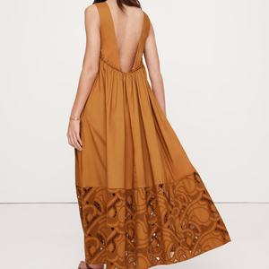 Nouvelle robe d'été de haute qualité, design tendance, 100% coton, broderie florale, vente chaude, robes pour femmes - Product Image 3