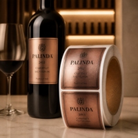 Etiquetas Adhesivas de Papel Texturizado Impermeable con Estampado Dorado Personalizadas TEDDY para Botellas de Vino Tinto y Licores