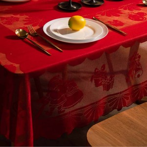 Christmas <b>Tablecloth</b> Red Bell Print <b>Rectangle</b> Polyester Party Decorations - Product Image 2