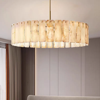 Lustre suspendu VEKO Classic en albâtre avec LED, hauteur réglable, éclairage intérieur, 110V 220V, commande par interrupteur