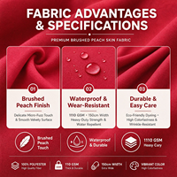 Tissu 100% polyester brossé effet peau de pêche, sergé, 90 g/m², 150 cm de large, imperméable et résistant à l'usure, pour rideaux, nappes et sacs