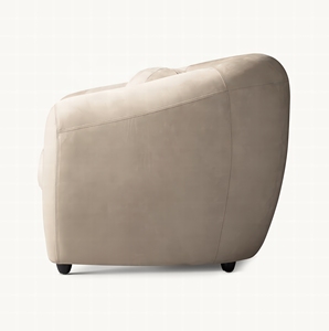 أريكة جلدية RH SYLVAIN، أريكة قطاعية منحنية من الجلد الطبيعي البيج، طقم غرفة معيشة فاخر وعصري مع وسائد متناسقة - Product Image 4