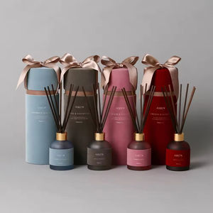 Aikun Wholesale Luxury Gift 150ml Glass Bottle Freesia Jasmine Scent Ribbon Box Reed <b>Diffuser</b> Set for Wedding Home Decoration - Product Image 1