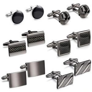 Set di <span class=keywords><strong>Gemelli</strong></span> Personalizzati in Acciaio Inossidabile <span class=keywords><strong>Argento</strong></span> con Logo, per <span class=keywords><strong>Uomo</strong></span> - Product Image 5