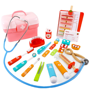 Caja de madera de simulación de médico de bebé para niños y niñas, caja de medicina, Kit médico Dental de inyección, tiene una experiencia de juguete familiar - Product Image 5