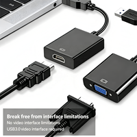 Adaptateur USB 3.0 QQX en alliage d'aluminium, convertisseur vidéo HD 1080P pour ordinateur portable, ordinateur de bureau, PC vers TV, moniteur, projecteur