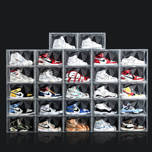 Drop Front Stackable Shoe Box sneaker crates 2021 wholesale Shoe case custom Clear Transparent Sneaker box